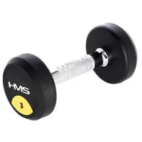 HMS Rundhantel mit gummiummantelung HMS HG PRO schwarz|grau|gelb 3kg