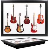 The Leonardo Collection Knietablett Gitarren mit Sitzsack zum Servieren von Gerichten, schöne Knietabletts zum Essen auf dem Schoß zum Abendessen oder zum Atmen, neu gestaltete Lebensmitteltabletts