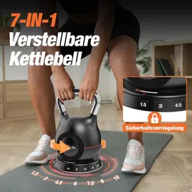 DH FitLife FitLife Kettlebell Verstellbare Kettlebell 1,5–10 kg schwarz
