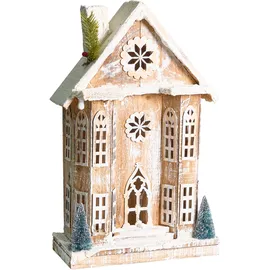 Beliani Weihnachtshaus 50 cm Braun/Weiß