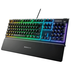 STEELSERIES Apex 3, Gaming Tastatur, Rubberdome, Steelseries Whisper-Quiet, Kabelgebunden, Schwarz