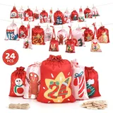 luxuskollektion DIY Adventskalender Stoffbeutel 24 Stoffsäckchen