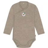 normani Outdoor Sports Merino Baby-Body langärmeliger Wickelbody in Beige | Gr.: 86
