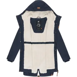 Ragwear Damen langer Mantel warme Winterjacke mit Kapuze YM-Canny Navy22 Gr. M - M