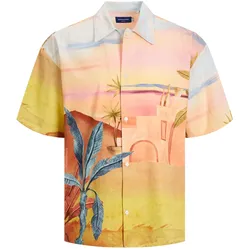 Jack & Jones Hemd Kurzarmhemd LANDSCAPE SHIRT mit Kentkragen, Knopfleiste und All-Over-Print