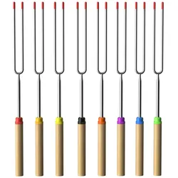 Intirilife 8x Grillspieße aus Edelstahl mit Aufbewahrungstasche - 30 bis 80.5 cm ausziehbare Grillgabel, Schaschlikspieß, Fleischspieß in 8 Farben