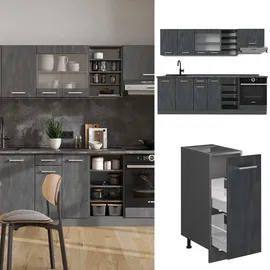 Vicco Küchenzeile R-Line 240 cm Schwarz Beton/Anthrazit