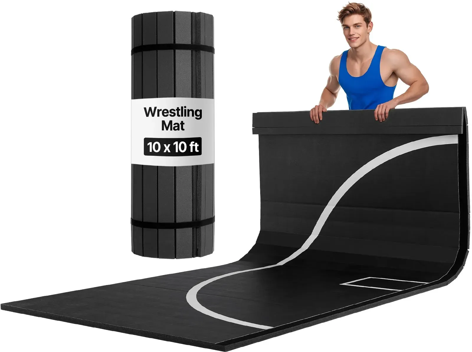VEVOR Kampfsportmatte 3 x 3 m für Workouts im Heim-Fitnessstudio, wasserfeste aufrollbare Trainingsmatten Fitnessmatte für Gymnastik Tatami Jiu-Jitsu MMA Judo Boxen, Sportmatte Yogamatte Schwarz