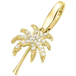 Charm-Einhänger "Palme mit Zirkonia, vergoldet, Silber 925", gold, GIORGIO MARTELLO MILANO, Charms, Damen, Silber 925 (Sterlingsilber)