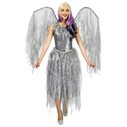 Das Kostümland Hexen-Kostüm Barock Engel Kostüm mit Flügeln – Silber / Grau grau 36/38