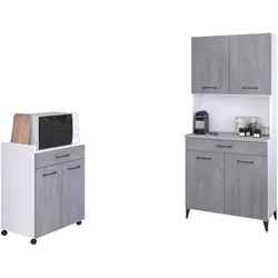 Mehrzweckschrank-Set PARISOT, grau (beton optik, weiß), Stauraum-Flexibel stellbar-zeitlos, Spanplatte, Kastenmöbel-Sets