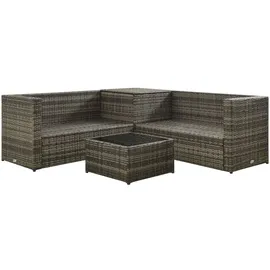 vidaXL 4-tlg. Garten-Lounge-Set mit Kissen Poly Rattan Grau