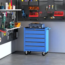 Homcom Werkzeugwagen Metall 67,5x33x77 cm blau unbestückt