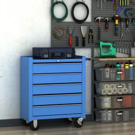 Homcom Werkzeugwagen Metall 67,5x33x77 cm blau unbestückt