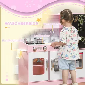aiyaplay Kinderküche Spielküche mit Spielzeug Telefon, Kreidetafel, Mikrowelle