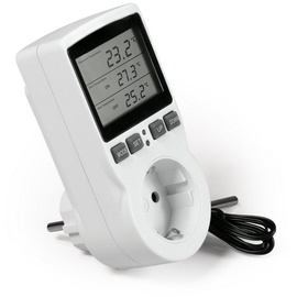 McPower Steckdosen-Thermostat TCU-441 für Heizung oder Klimagerät, Kabelsensor, Display