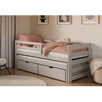 Kids Collective Kinderbett mit Rausziehbett 90 x 200 cm Kiefer massiv grau