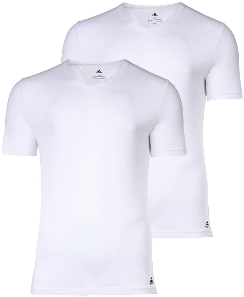 adidas Herren T-Shirt, Multipack - Active Flex Cotton, V-Ausschnitt, uni Weiß XL 6er Pack (3x2P)