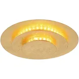 GLOBO Deckenlampe Deckenleuchte Wohnzimmerleuchte Schlafzimmerlampe, Metall goldfarben, LED 18W 1000Lm warmweiß, DxH 18x4,7cm