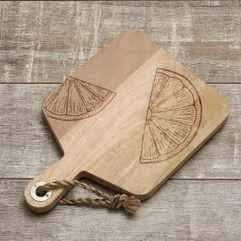 GAUMENKICK Schneidebrett Vesperbrett Mangoholz Zitronenmotiv Servierbrett natur Holzbrett