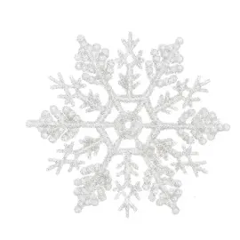 Kaemingk 12 Schneeflocken 10cm Weihnachtsschmuck Kunststoff Anhänger Glitzer Fensterdeko