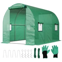 Sekey Foliengewächshaus Gewächshaus Treibhaus Winterfest für Garten 2 Türen 140g/m2 PE-Folie, Tomatenhaus 3x2x2m Folientunnel mit 4 Fenstern UV-Schutz Stabil 200 cm x 200 cm x 300 cm