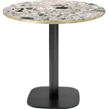 Runder Tisch Ø 70 cm – Rundes Terrazzo-Cepp-Modell mit Messingkanten - Grau