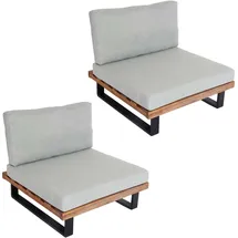 MCW Lounge-Sessel H54 2er-Set hellbraun/hellgrau