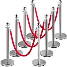Vevor Personenleitsystem 8 Ständer, 90 cm Gesamthöhe Absperrung, Abgrenzungsständer Leitpfosten, Absperrständer mit 1,5 M Länge Gürtel für Hochzeit Flughafen, Ständer aus Stahl und Eisen, Silber Rot