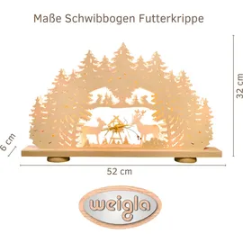 Weigla LED Schwibbogen/Lichterbogen"Futterkrippe" mit echtem Heu 10 flammig Erzgebirge garantiert