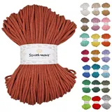 Geflochtene Baumwollkordel 5mm 100m, 46 Farben, Häkelkordel, Makramee Kordel, Premium Garn, Makramee Seil, Sznurkomania (Ziegel)