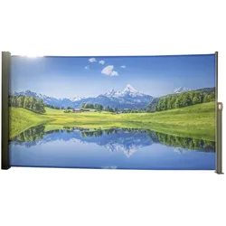 Seitenmarkise Motiv Bergsee silbergrau 160x300 Markise Seite Balkon Sichtschutz