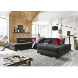 Ecksofa DIE PLANBAR "MP-IN17004 L-Form", schwarz, B:382cm H:84cm T:124cm, 100% Polyester, Sofas, wahlweise mit Funktionen, Federkern-Polsterung