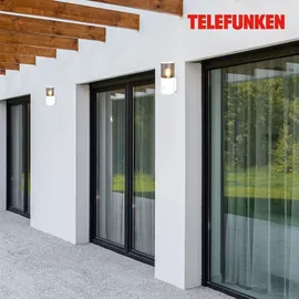 Telefunken Außenleuchte Aluminium 24,0x13,5x10,5 cm inkl. Bewegungsmelder, Dämmerungssensor, Weiß