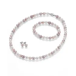 Schmuckset FIRETTI "Multipack Schmuck Geschenk Silber 925 Halskette Armband Ohrstecker", silber (silberfarben, mehrfarbig), Schmuck-Sets, Damen, Silber 925 (Sterlingsilber), Nylon, Seide, Perlen, Made in Germany - mit Süßwasserzuchtperlen