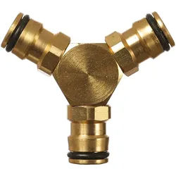 3-Wege Wasseradapter - 3 Schnellkupplungen - Messing Y-Splitter