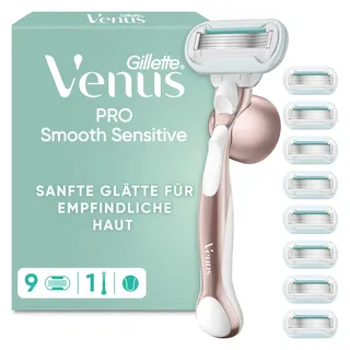 Gillette Venus Deluxe Smooth Sensitive Handstück + Rasierklingen 9 St.  