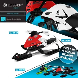 Kesser KESSER® Lenkschlitten mit 2 Fußbremsen Automatisches Zugseil Federung Kufenlenkung Bob Kinderschlitten Rodel Schlitten Skiboblenkschlitten