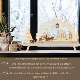 Weigla - Schwibbogenbank aus dem Erzgebirge I Natur I Fensterbank Innen Holz I dekorative Schwibbogen Erhöhung aus Buchenholz I Weihnachten I Podest für Lichterbogen I Holzbank I - 80 x 7,5 x 11 cm