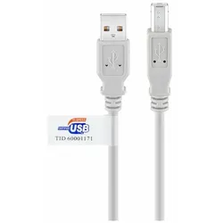 GOOBAY USB 2.0 Hi-Speed Kabel mit USB Zertifikat, Grau, 5 m - USB 2.0-Stecker (Typ A) - USB 2.0-Stecker (Typ B)