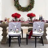 Nexoria Stuhlhussen Weihnachten 4er Set, Weihnachts Stuhlhussen Rot Weihnachten Stuhlhussen Universal Stretch Stuhlbezug Weihnachtsdekoration Weihnachtshussen Weihnachtsstuhlüberzug für Zuhause (D)