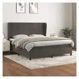 vidaXL Boxspringbett mit Matratze Dunkelgrau 180x200 cm Samt