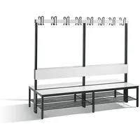 C+P Doppelseitige Garderobenbank mit Rückenlehne, Basic Plus, H1650xB1960xT760mm