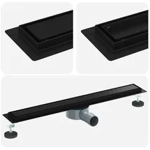 vidaXL Duschrinne Duschablauf 2-in-1 mit 360° Siphon Schwarz 70 cm Edelstahl 304, 1-St. schwarz