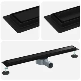 vidaXL Duschrinne Duschablauf 2-in-1 mit 360° Siphon Schwarz 70 cm Edelstahl 304, 1-St. schwarz