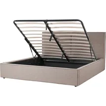 Beliani Polsterbett Taupe hohes Kopfteil Lattenrost 180x200 cm
