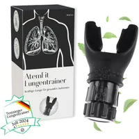 Makya – AtemFit Lungentrainer & Breathing Trainer – Schwarz – Atemübungsgerät zur Lungenreinigung & Regeneration – Perfekt für Raucher & Ex-Raucher – Anpassbarer Widerstand – Starke & gesunde Lunge