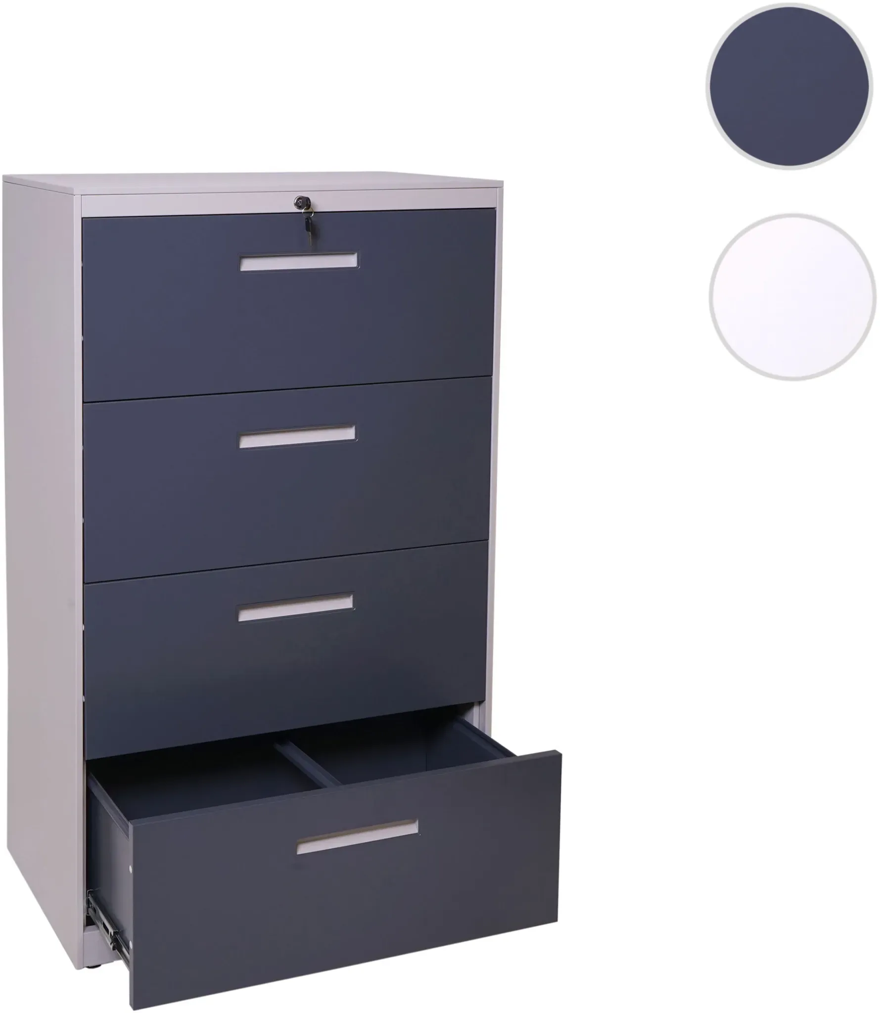 Hängeregisterschrank HWC-A10, Aktenschrank Büroschrank Stahlschrank, A4 abschließbar ~ 132x76x46cm grau-dunkelgrau