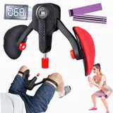 ARJEOU Beckenboden Trainer 0-50 KG Einstellbarer Widerstand Inner Oberschenkel Trainer Pro mit Beinriemen, Adduktoren Trainer Bein Training Beinpresse Kegel für Frauen Männer (Schwarz)