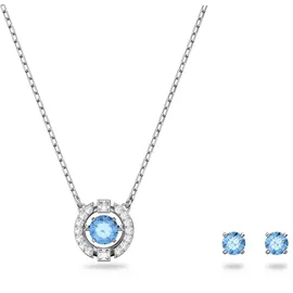 Swarovski Una Set, Rund, Blau, Rhodiniert